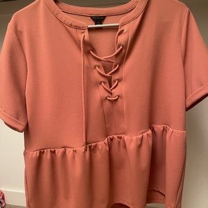 Ann Taylor Large peplum lace front top